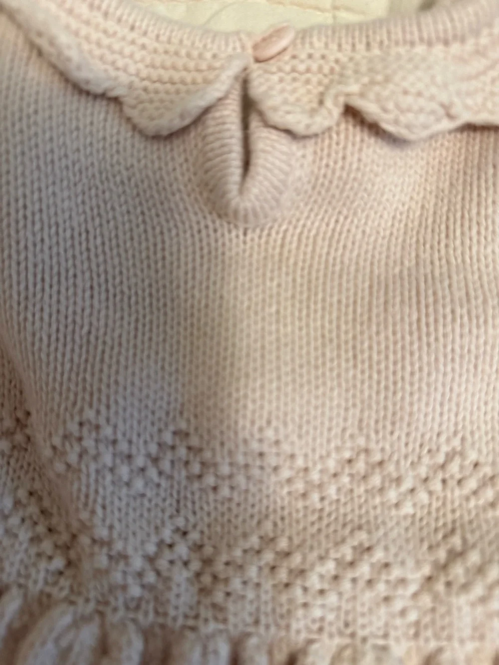Girls' Blush Pink Knit Dress with Rose Appliqués